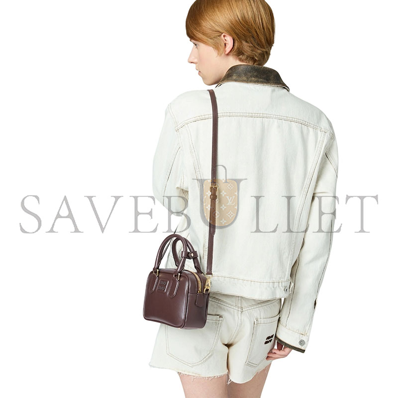 MIU MIU ARCADIE LEATHER HANDBAG 5BB123 (19*13*6cm)